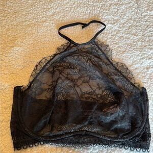 Victoria's Secret Black Lace High-Neck Underwire Bralette
